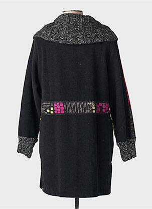 Manteau long coupe cintrée sans capuche noir GEVANA femme