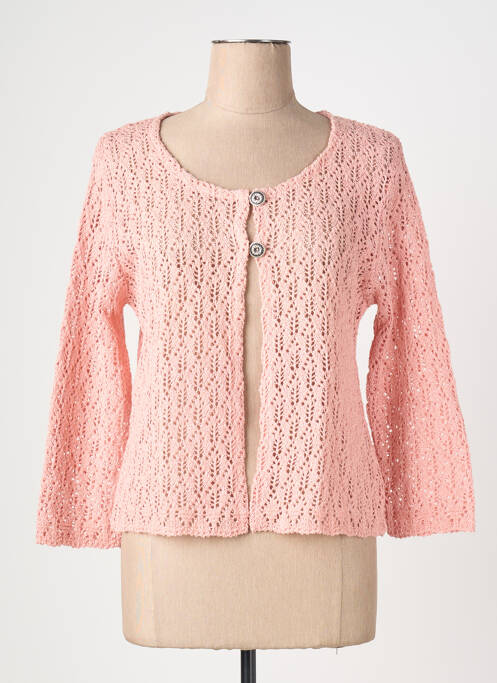 Gilet manches longues manches 3/4 rose PLURIELLES femme