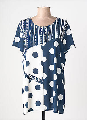 Top tissage crêpe manches courtes bleu PLURIELLES femme