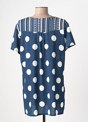 Top tissage crêpe manches courtes bleu PLURIELLES femme