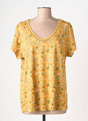 T-shirt imprimé fantaisie manches courtes orange C'EST BEAU LA VIE femme