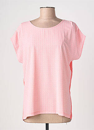 Top tissage crêpe manches courtes rose KATMAI femme