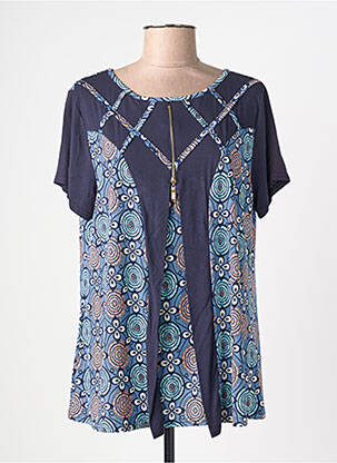 Top stretch manches courtes bleu PLURIELLES femme