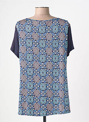Top stretch manches courtes bleu PLURIELLES femme