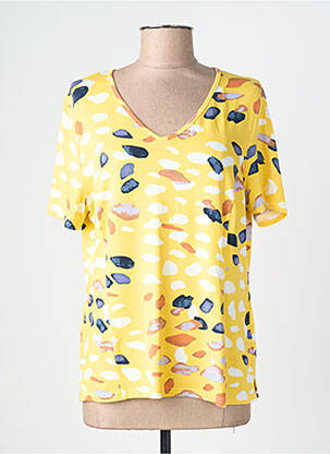 T-shirt imprimé fantaisie manches courtes jaune FRANCE RIVOIRE femme