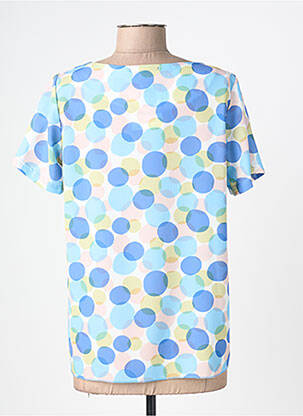 Top tissage crêpe manches courtes bleu I.ODENA femme