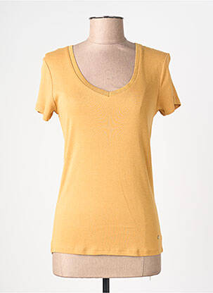 T-shirt col v manches courtes jaune C'EST BEAU LA VIE femme