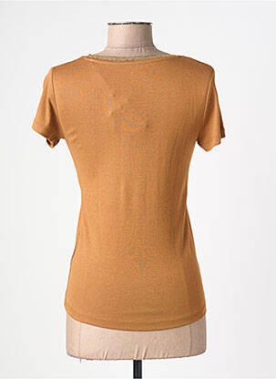 T-shirt col v manches courtes marron C'EST BEAU LA VIE femme