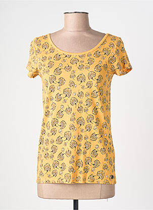 T-shirt imprimé fantaisie manches courtes jaune C'EST BEAU LA VIE femme