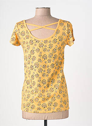 T-shirt imprimé fantaisie manches courtes jaune C'EST BEAU LA VIE femme