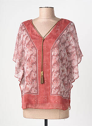 Blouse imprimé fantaisie manches courtes marron DIANE LAURY femme