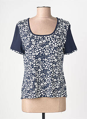 T-shirt imprimé fantaisie manches courtes bleu FRANCE RIVOIRE femme