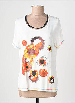 T-shirt sérigraphie floquée manches courtes blanc FRANCE RIVOIRE femme