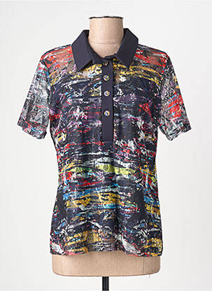 Polo stretch manches courtes bleu FRANCE RIVOIRE femme