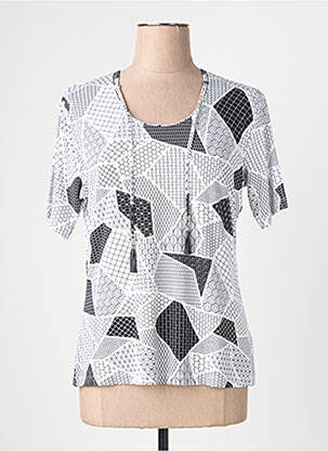 T-shirt imprimé fantaisie manches courtes blanc GRIFFON femme