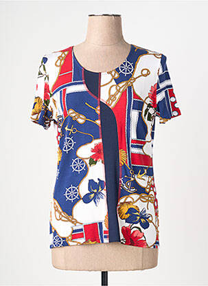 T-shirt imprimé fantaisie manches courtes bleu GEVANA femme