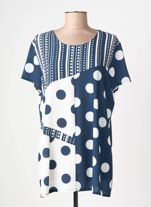 Top imprimé fantaisie manches courtes bleu PLURIELLES femme