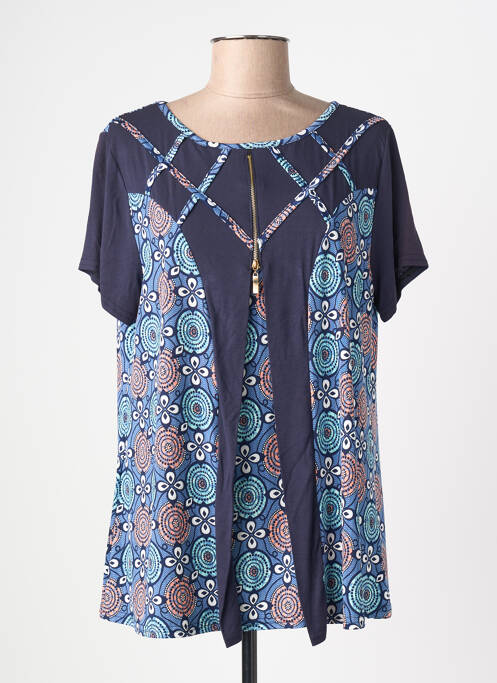Top stretch manches courtes bleu PLURIELLES femme