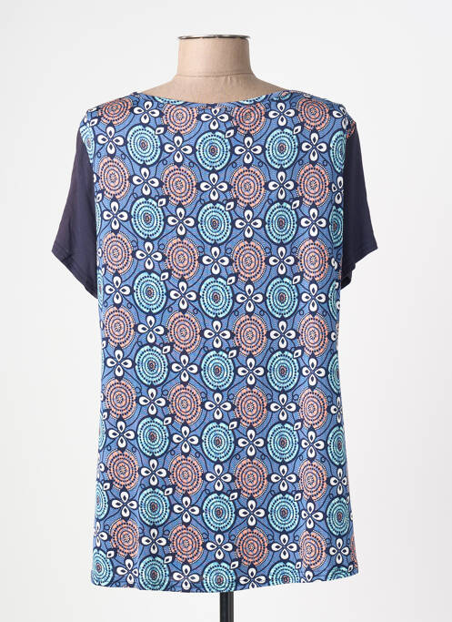 Top stretch manches courtes bleu PLURIELLES femme