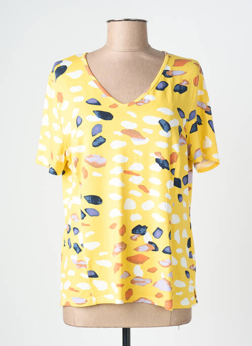 T-shirt imprimé fantaisie manches courtes jaune FRANCE RIVOIRE femme