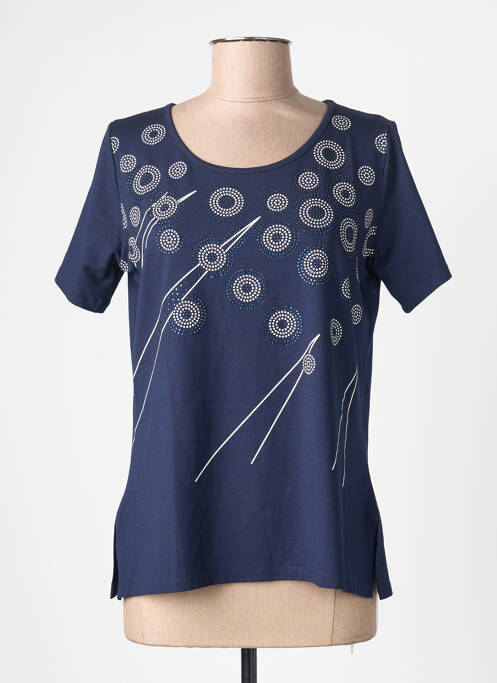 T-shirt imprimé fantaisie manches courtes bleu FRANCE RIVOIRE femme