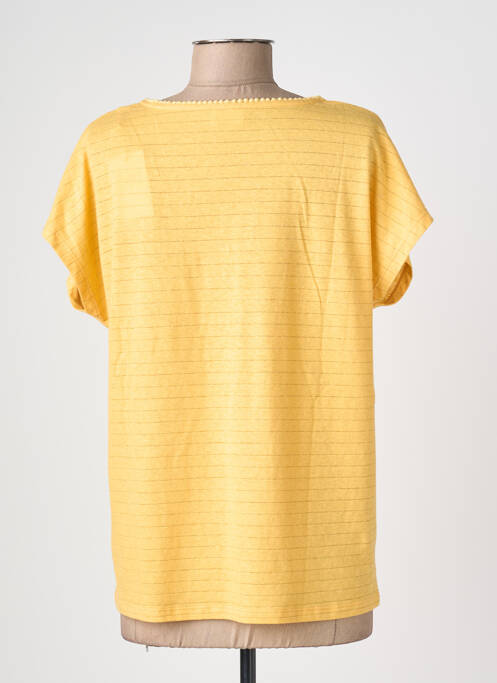 T-shirt col v manches courtes jaune C'EST BEAU LA VIE femme