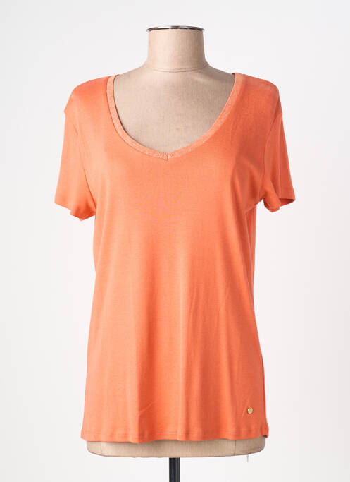 T-shirt col v manches courtes orange C'EST BEAU LA VIE femme