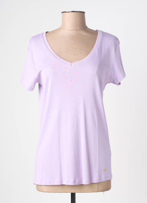 T-shirt col v manches courtes violet C'EST BEAU LA VIE femme