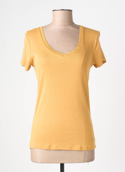 T-shirt col v manches courtes jaune C'EST BEAU LA VIE femme