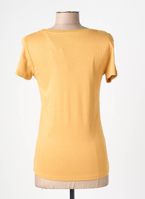 T-shirt col v manches courtes jaune C'EST BEAU LA VIE femme