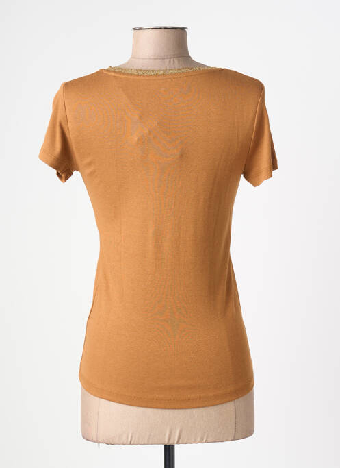 T-shirt col v manches courtes marron C'EST BEAU LA VIE femme