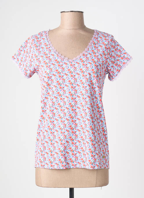 T-shirt col v manches courtes violet C'EST BEAU LA VIE femme