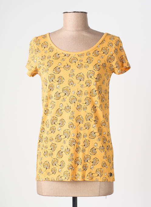 T-shirt imprimé fantaisie manches courtes jaune C'EST BEAU LA VIE femme