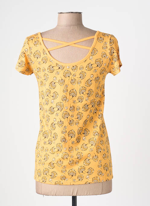 T-shirt imprimé fantaisie manches courtes jaune C'EST BEAU LA VIE femme