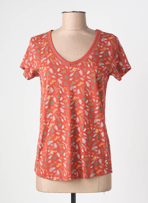 T-shirt imprimé fantaisie manches courtes orange C'EST BEAU LA VIE femme