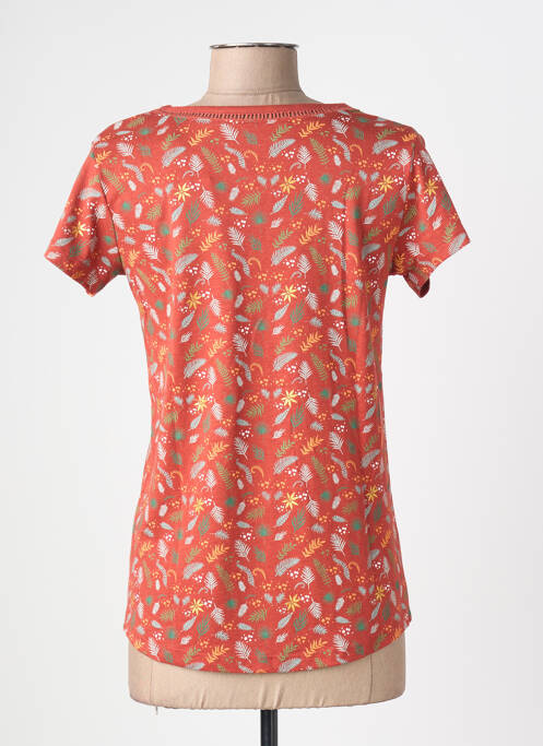 T-shirt imprimé fantaisie manches courtes orange C'EST BEAU LA VIE femme