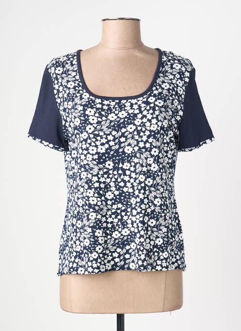 T-shirt imprimé fantaisie manches courtes bleu FRANCE RIVOIRE femme