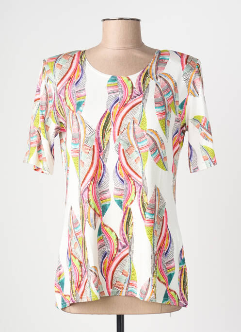 Top imprimé fantaisie manches courtes blanc PLURIELLES femme