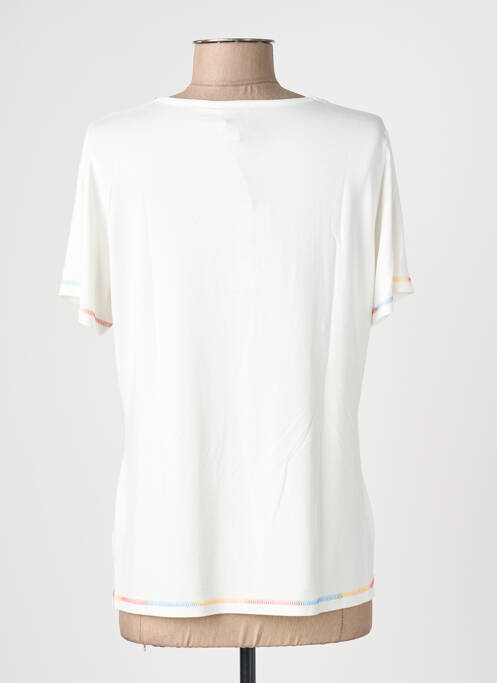 T-shirt sérigraphie floquée manches courtes blanc FRANCE RIVOIRE femme