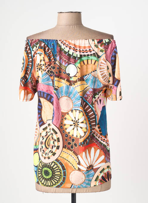 Top imprimé fantaisie manches courtes marron TELMAIL femme