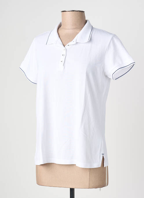 Polo coupe cintrée manches courtes blanc C'EST BEAU LA VIE femme