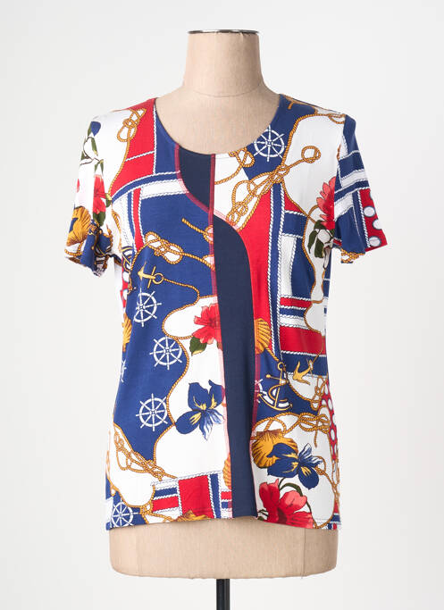 T-shirt imprimé fantaisie manches courtes bleu GEVANA femme