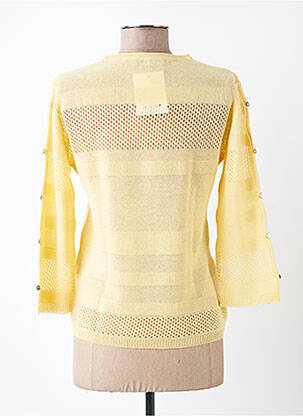 Pull maille ajourée manches 3/4 jaune I.ODENA femme