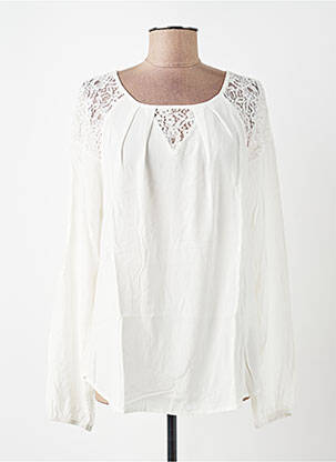 Blouse tissage popeline manches longues beige JENSEN femme
