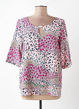 Blouse col rond manches 3/4 rose I.ODENA femme