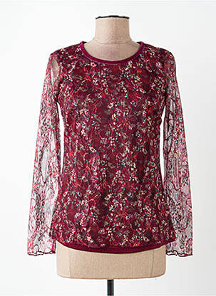 Top coupe fluide manches longues rouge DIANE LAURY femme