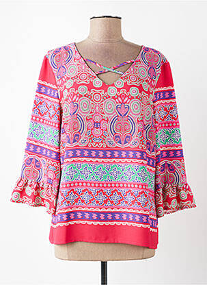 Blouse imprimé fantaisie manches 3/4 rose DIANE LAURY femme