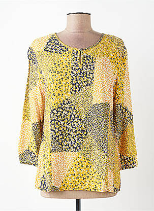 Blouse imprimé fleurs manches longues jaune GEVANA femme