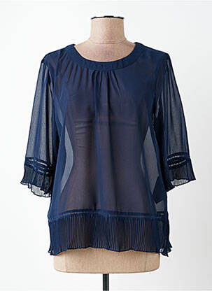 Blouse légère et transparente manches 3/4 bleu IMITZ femme