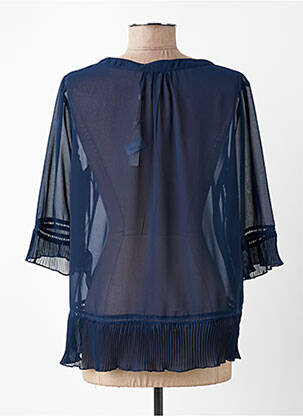 Blouse légère et transparente manches 3/4 bleu IMITZ femme